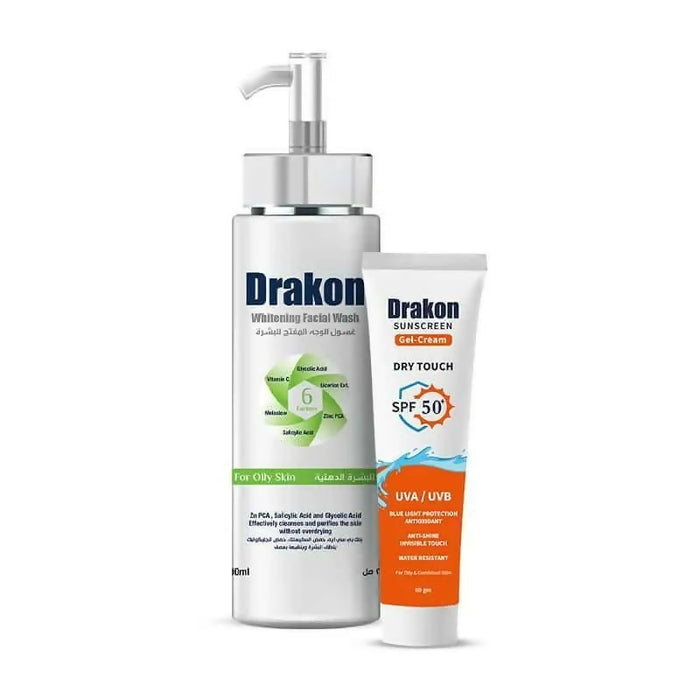 Whitening Facial Cleanser For Oily & Combined Skin With Sunscreen Gel Dry Touch SPF 50+