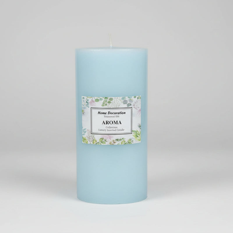 Aroma Home Decoration Light Blue Scented Pillar Candle