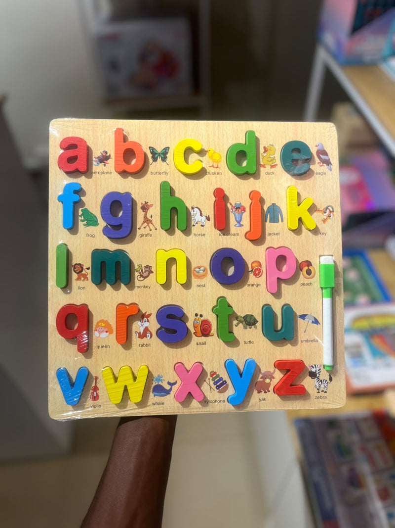 Wooden Alphabet Puzzle Board with Dry-Erase Marker