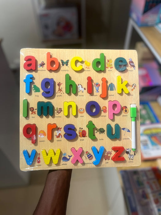Wooden Alphabet Puzzle Board with Dry-Erase Marker