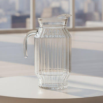 Elegant Ribbed Glass Water Pitcher