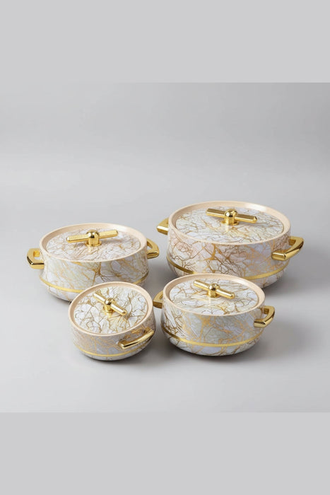 Luxury Gold-Veined Marble Ceramic Hot Pot Set