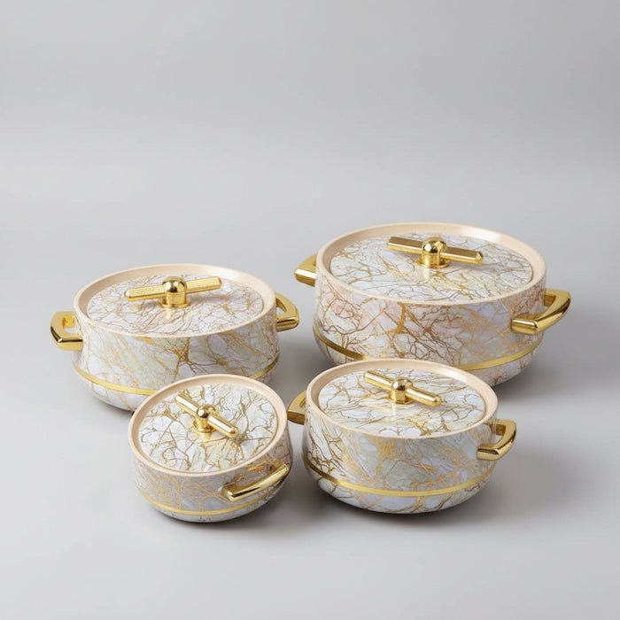 Luxury Gold-Veined Marble Ceramic Hot Pot Set