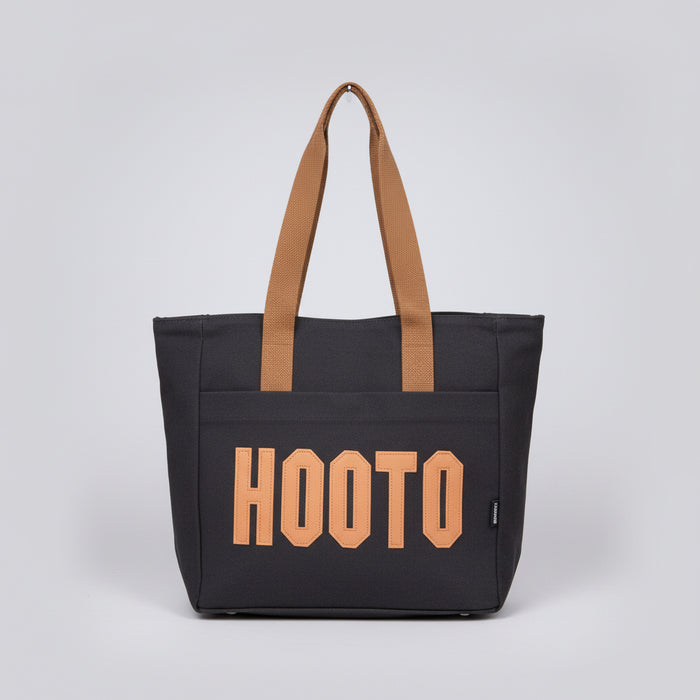 HOOTO Black Canvas Lettered Tote Bag