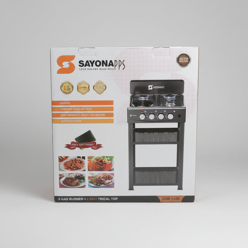 Sayonapps 3 Gas Burner Electrical Top Cooker (Model SGB-4552)
