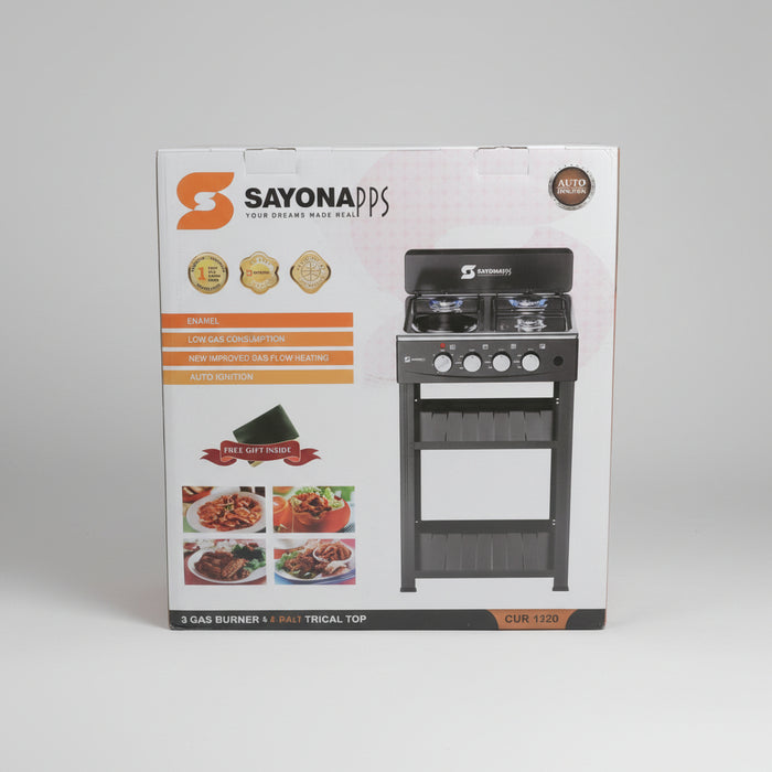 Sayonapps 3 Gas Burner Electrical Top Cooker (Model SGB-4552)