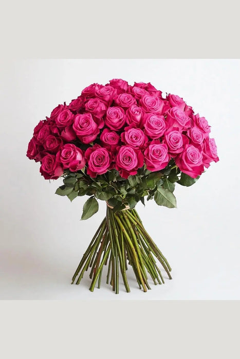 A Wrapped 100 Flowers Fresh Hot Pink  Roses  Bouquet murukali.com