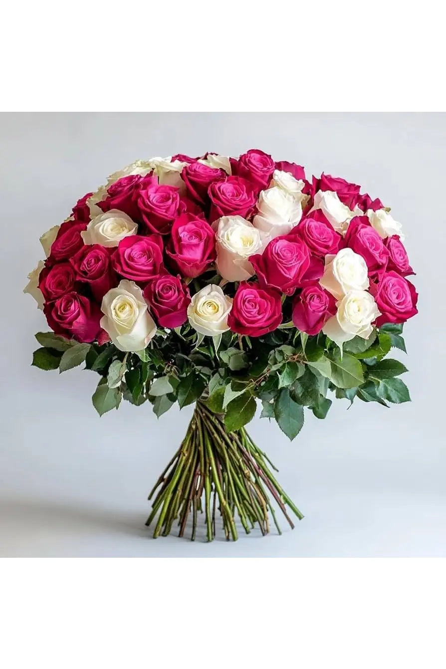 A Wrapped 100 Flowers Fresh Hot Pink  Roses  Bouquet murukali.com