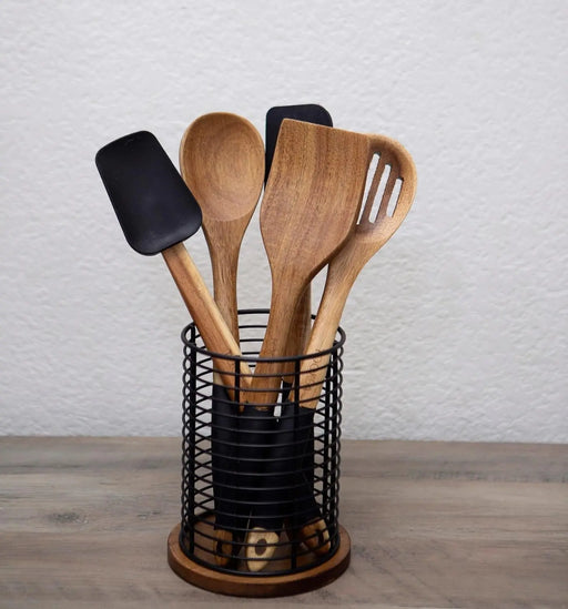 Acacia Metal Kitchen Utensil Holder Murukali.com