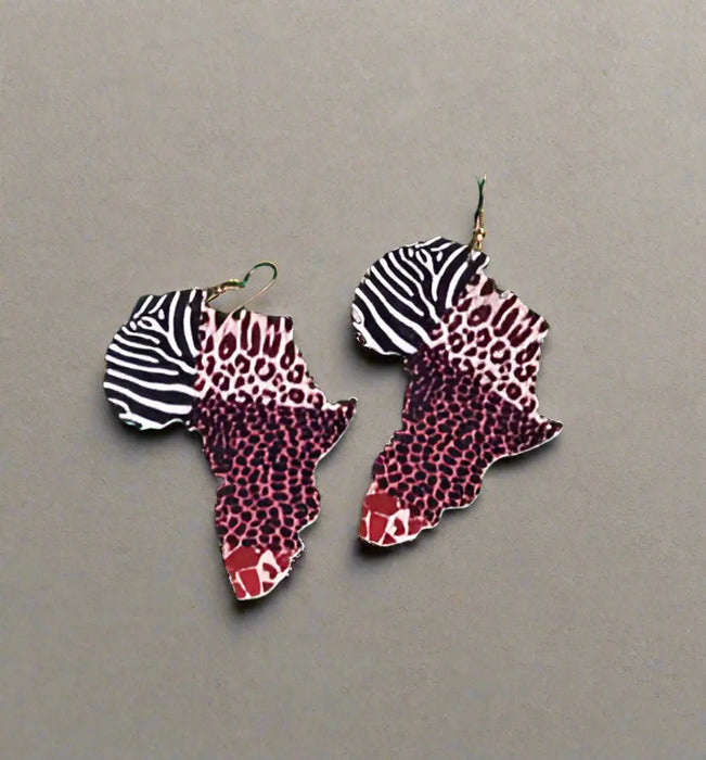 Africa-shaped Animal Print Earrings Murukali.com