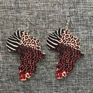 Africa-shaped Animal Print Earrings Murukali.com