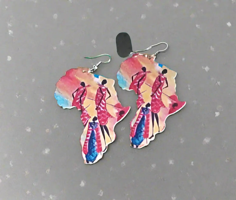 African Continent Shaped Earrings Murukali.com