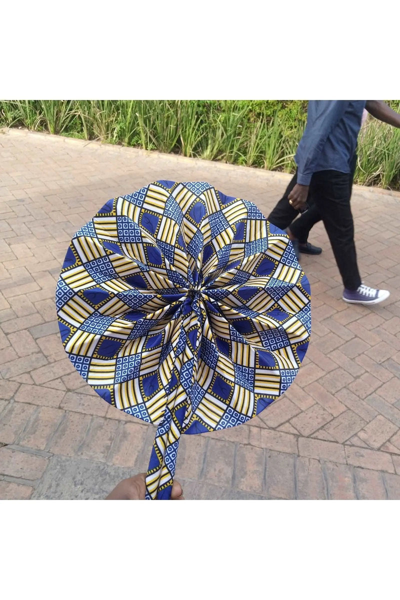 African Kitenge Fan Blue murukali.com