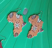 African Map Wooden Earrings Murukali.com