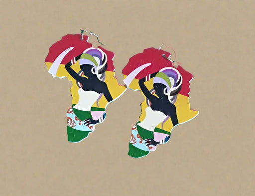 African Woman Map Earrings Murukali.com