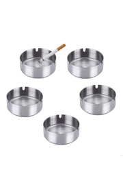 Ashtray Round Stainless Steel Cigarette Holder Silver CHI2000