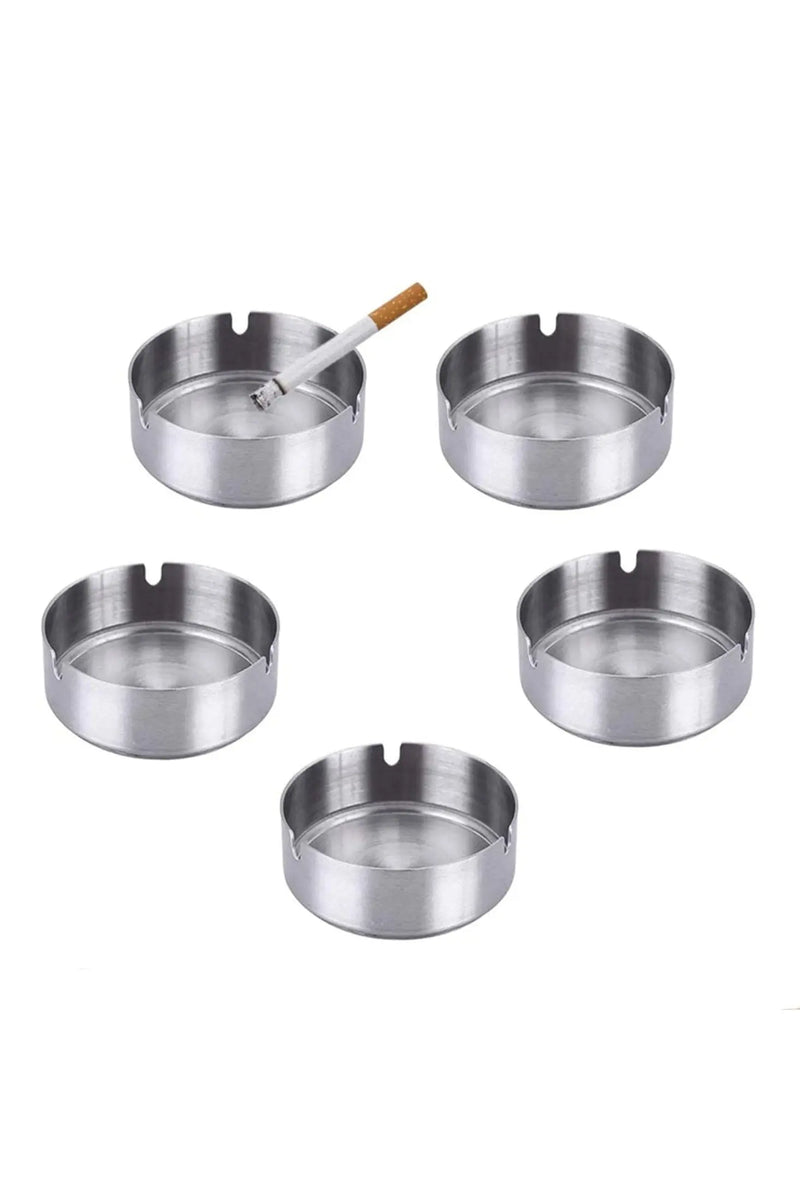 Ashtray Round Stainless Steel Cigarette Holder Silver CHI2000