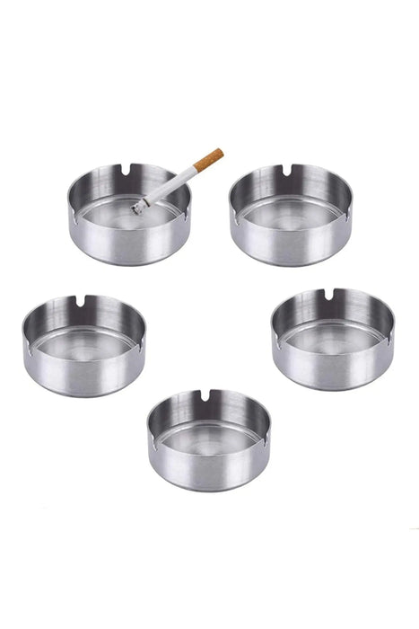 Ashtray Round Stainless Steel Cigarette Holder Silver CHI2000