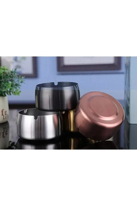 Ashtray Round Stainless Steel Cigarette Holder Silver CHI2000