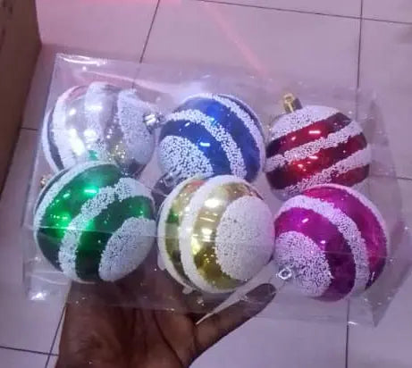 Assorted Shatterproof Christmas Ornaments 7cm – Set of 6pcs