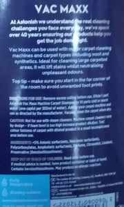 Astonish Specialist Vac Maxx Machine Carpet Shampoo 1L Murukali.com