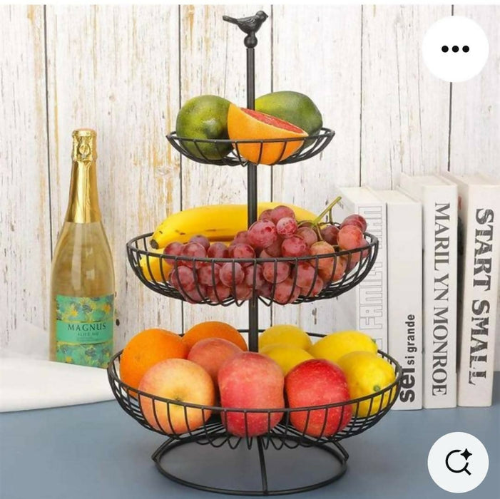 -Tier Metal Wire Fruit Basket Stand