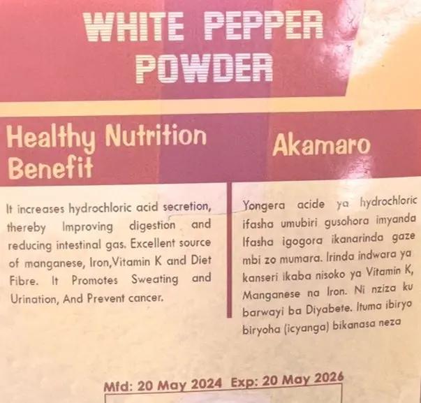 BICOM Pilipili Manga White Pepper Powder 100g Murukali.com