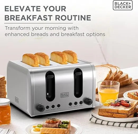 BLACK+DECKER  4 Slice Parallel Slot Toaster - Stainless Steel Murukali.com