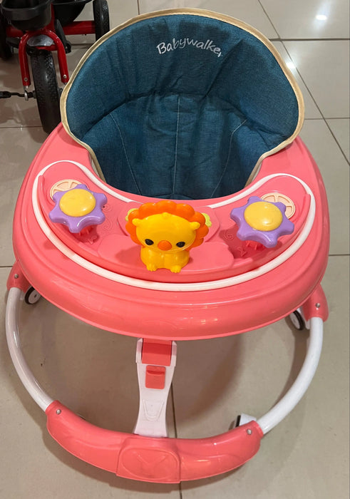 BabyWalker Pink Activity Walker with Lion Toy Murukali.com