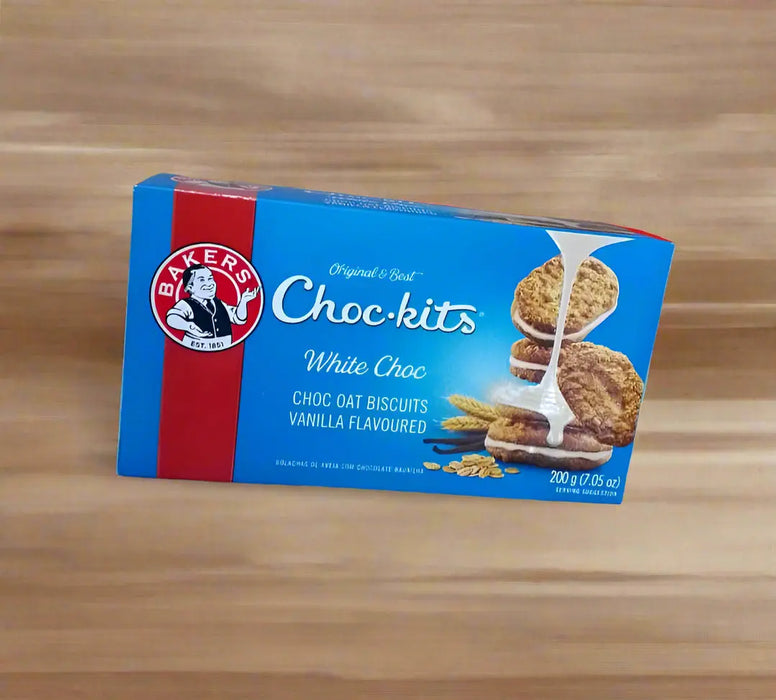 Bakers Choc-kits White  Choc Oat Biscuits with Vanilla Flavour 200g Murukali.com