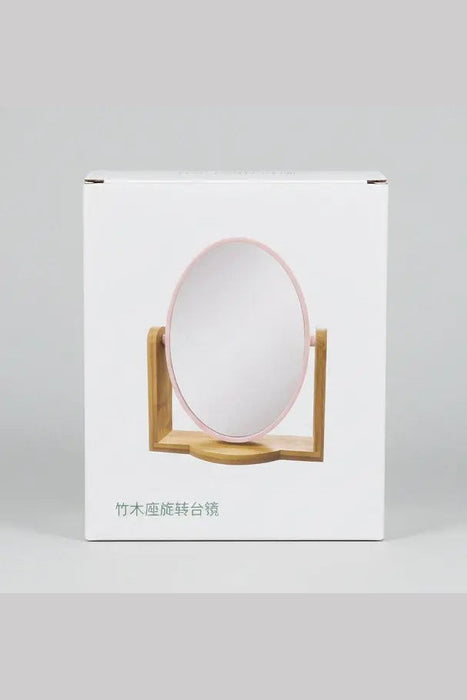 Bamboo Stand Double-Sided Makeup Mirror
