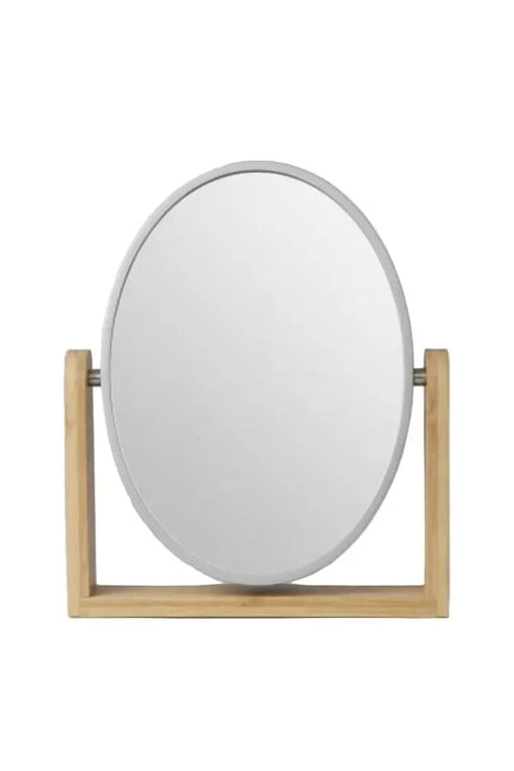 Bamboo Stand Double-Sided Makeup Mirror