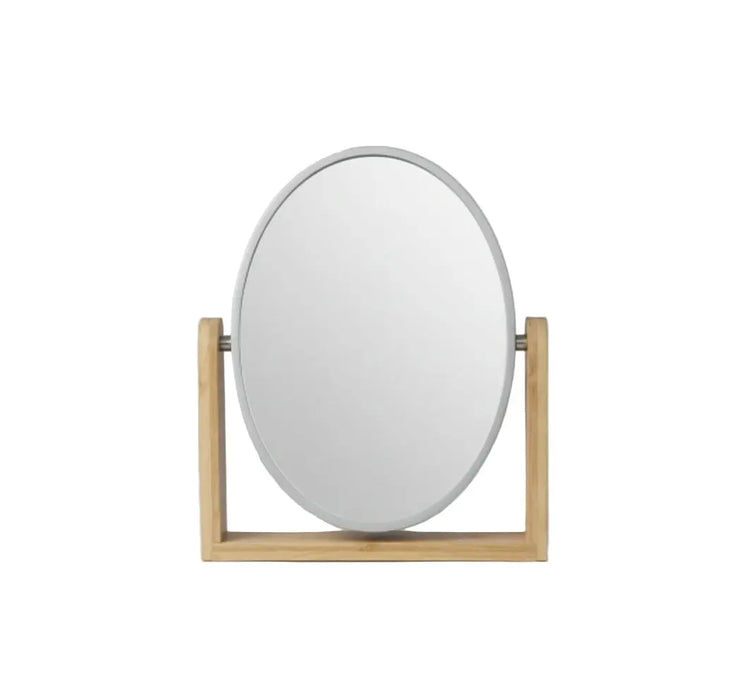 Bamboo Stand Double-Sided Makeup Mirror