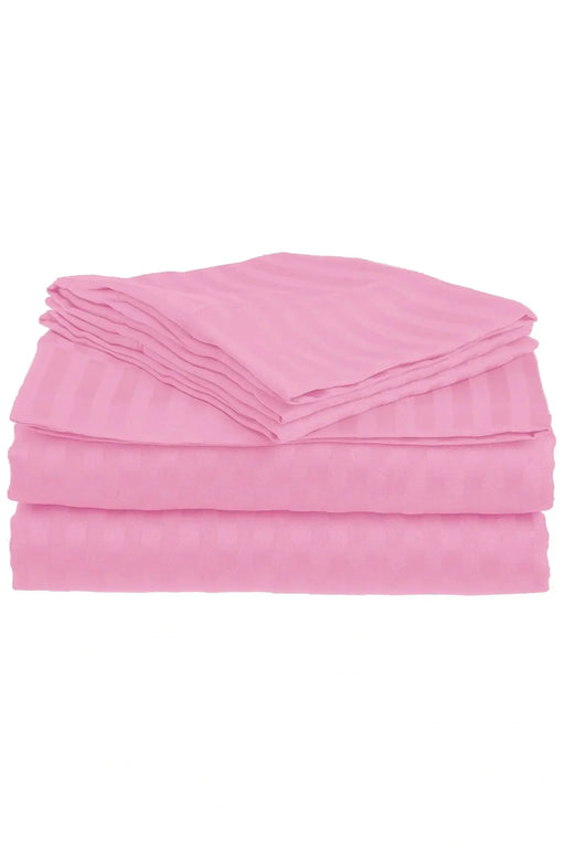 Bedsheet Double Satin Hotel Quality STRIPE Pink 2*2 murukali.com