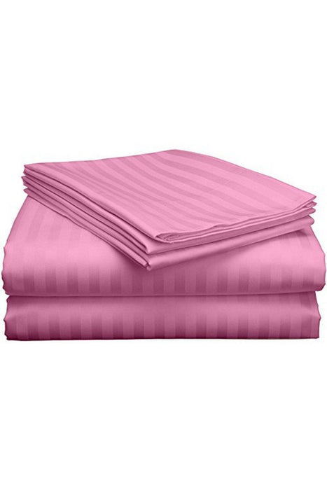 Bedsheet Double Satin Hotel Quality STRIPE Pink 2*2 murukali.com