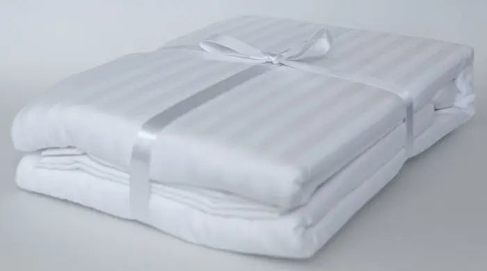 Bedsheet Double Satin Hotel Quality STRIPE White 2*2 murukali.com