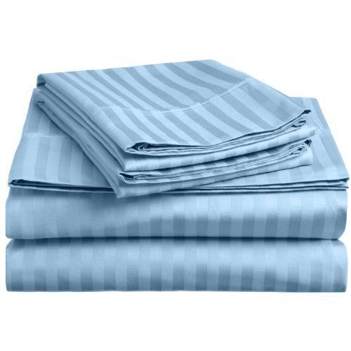 Bedsheet King Size Satin Hotel Quality STRIPE BLUE 2*2 murukali.com