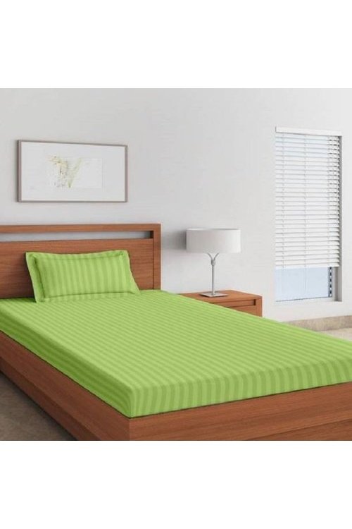 Bedsheet King Size Satin Hotel Quality STRIPE Green 2*2 murukali.com