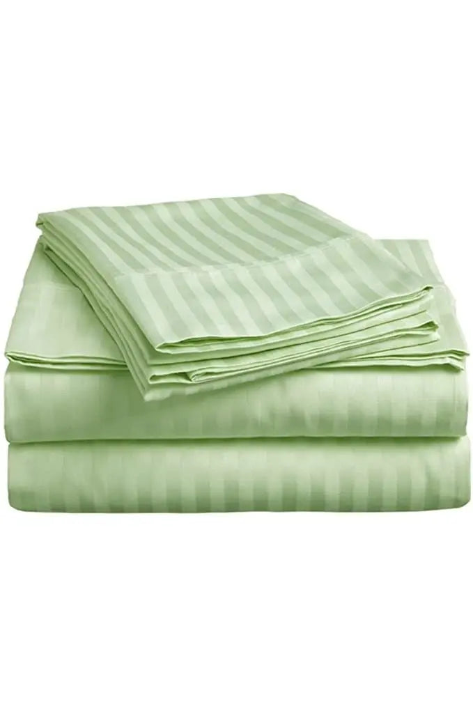 Bedsheet King Size Satin Hotel Quality STRIPE Green 2*2 murukali.com