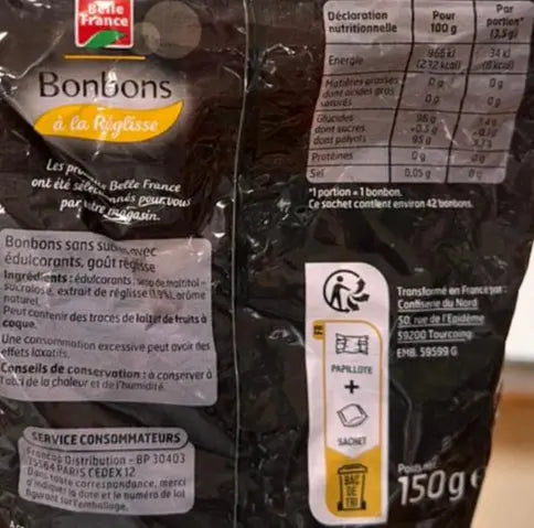 Belle France Licorice Candies Sugar-Free 150g Murukali.com