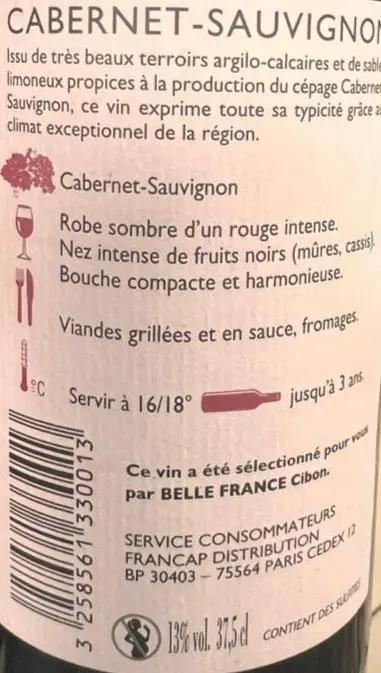 Belle France Selection Cabernet Sauvignon Pays d'Oc 375ml Murukali.com