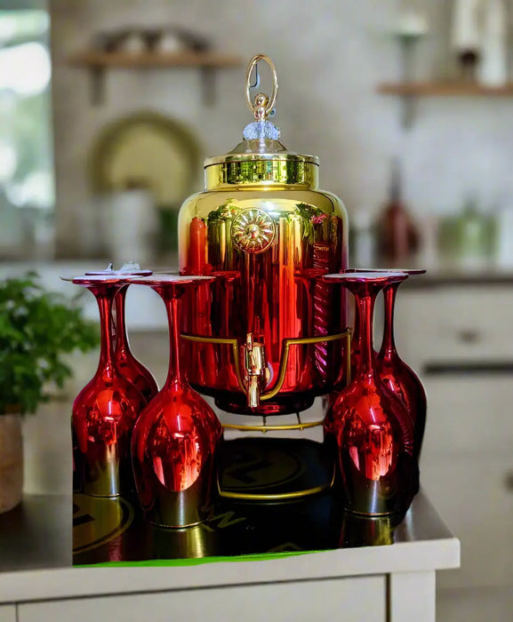 Beverage Dispenser Set with Matching Glasses 7pcs Murukali.com