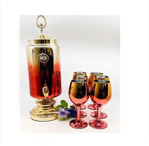Beverage Dispenser Set with Matching Glasses 7pcs Murukali.com
