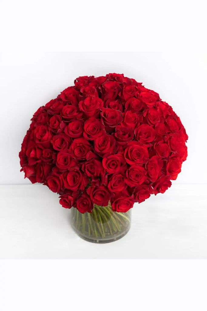 Vase Full Of Red Fresh Rose Flowers 120pcs