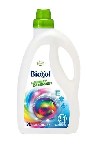 Biotol laundry detergent bottle with a green cap on a white background