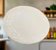 Bizzirri Made in Italy White Hand-painted Terracotta Serving Dinner Platter 1pcs Murukali.com