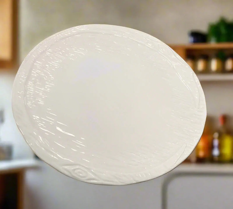 Bizzirri Made in Italy White Hand-painted Terracotta Serving Dinner Platter 1pcs Murukali.com