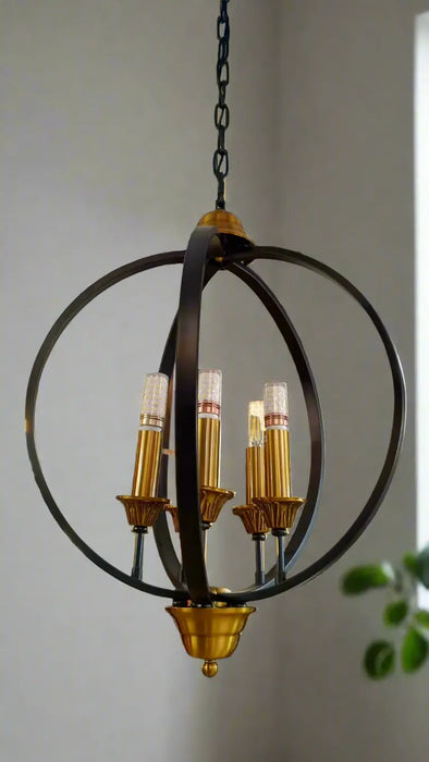 Black Metal Chandelier with Gold Accents murukali.com