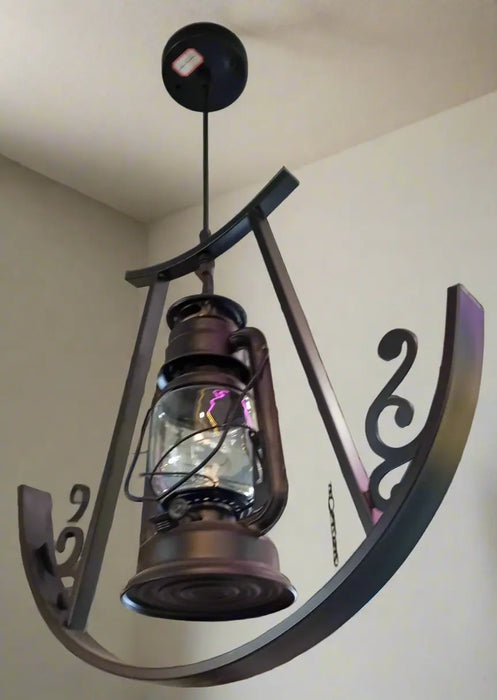 Black Metal Hanging Lantern-Style Pendant Light Fixture murukali.com