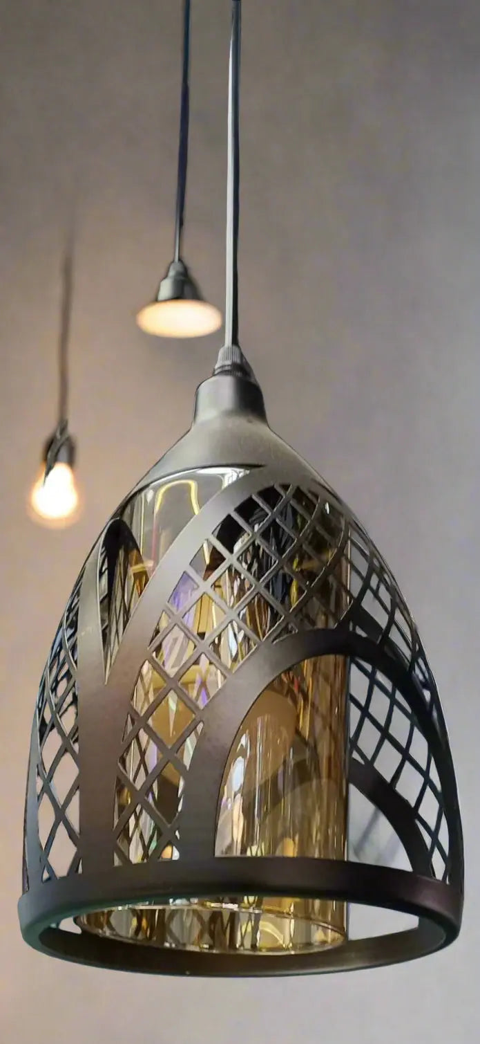 Black Pendant Light with Metal Cage & Single Lamp murukali.com